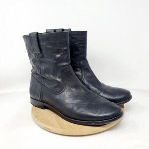 Frye Anna Shortie Boots Womens 9 Black Leather Bootie Boho Western Ankle Shoes